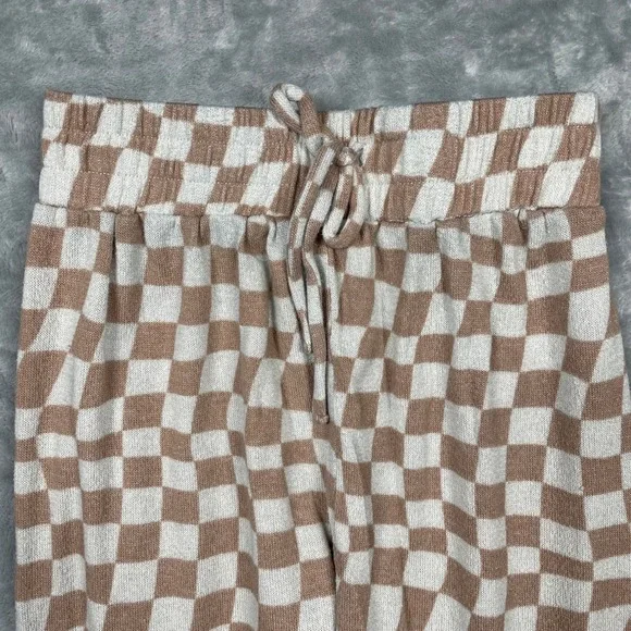 BKE Youth Jogger Pants Medium Tan White Checkered - Picture 3 of 9